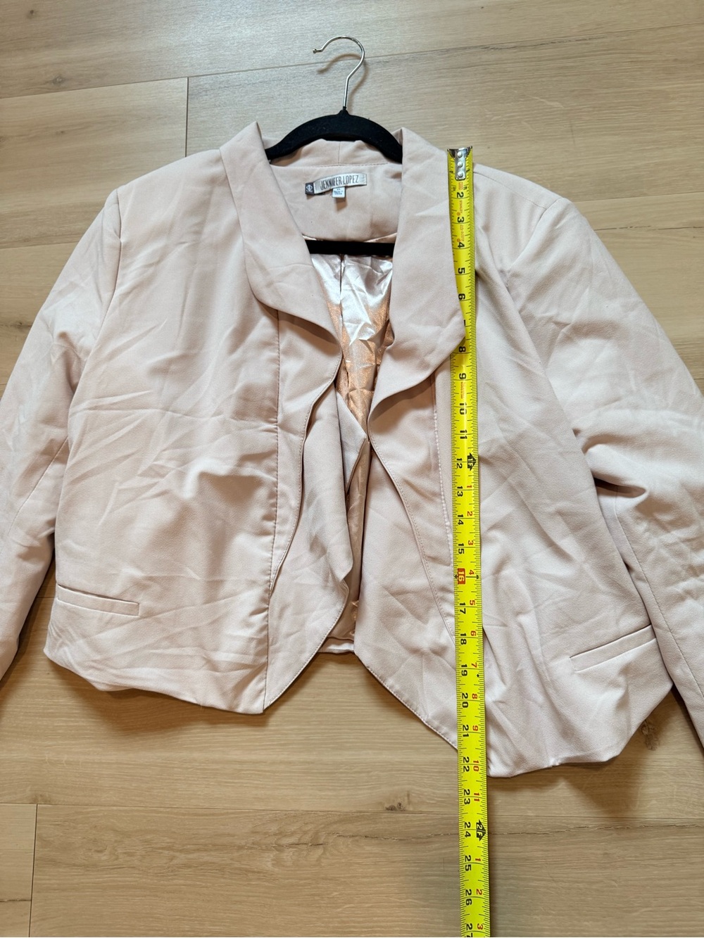 Jennifer Lopez Blush Pink Cropped Open Front Blazer XL Stretch Career Jacket - Picture 7 of 8